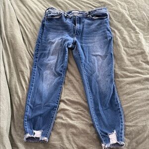 KanCan Distressed Blue Ankle Jeans